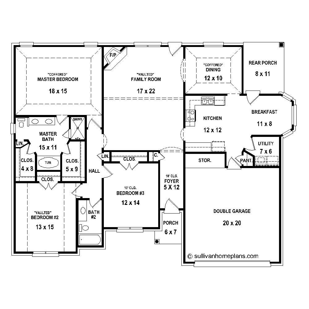 Floor Plan First Story of French Plan #170-1443