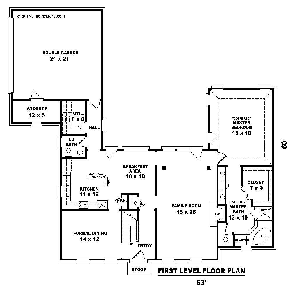 Floor Plan First Story of Traditional Plan #170-1446