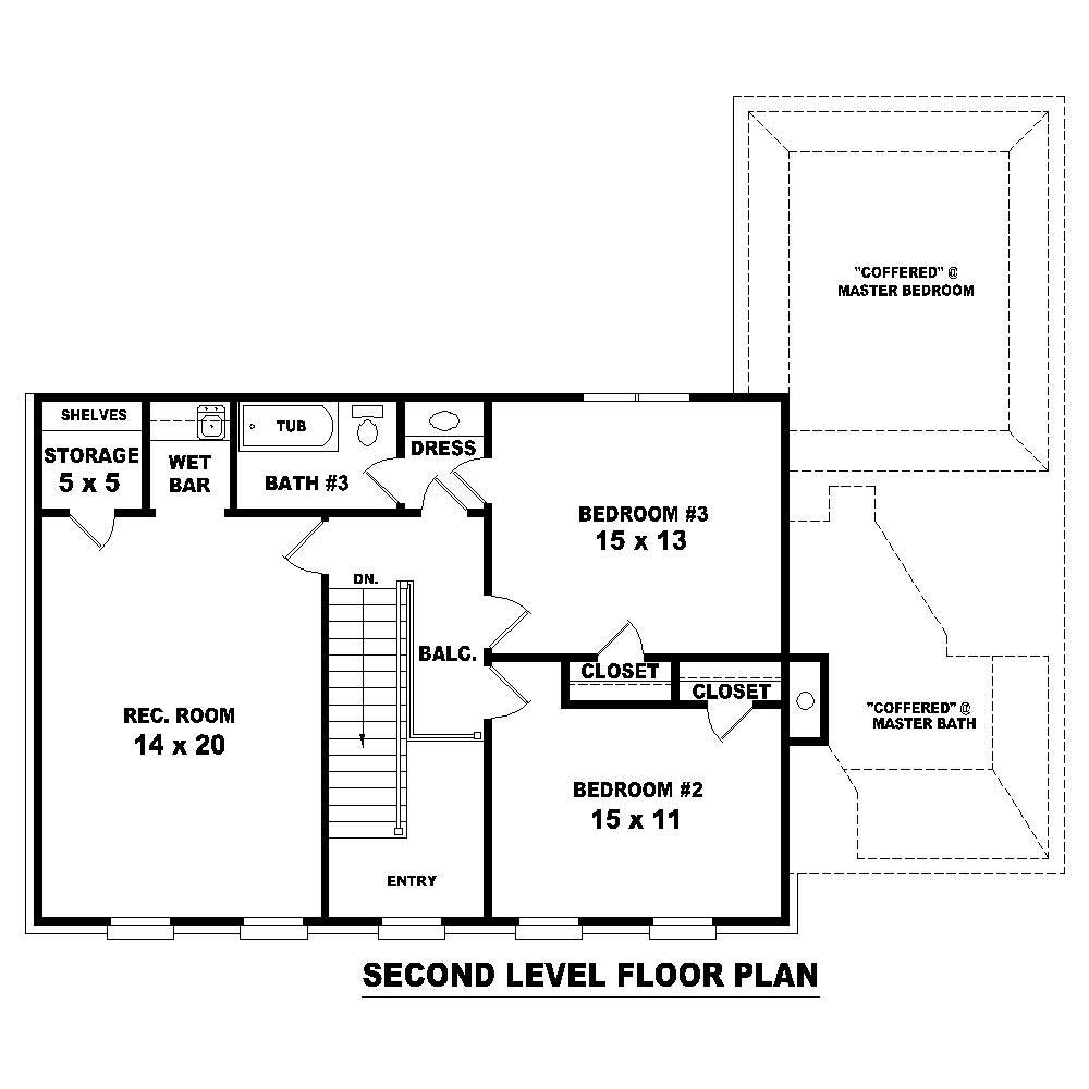 Floor Plan Second Story of Traditional Plan #170-1446