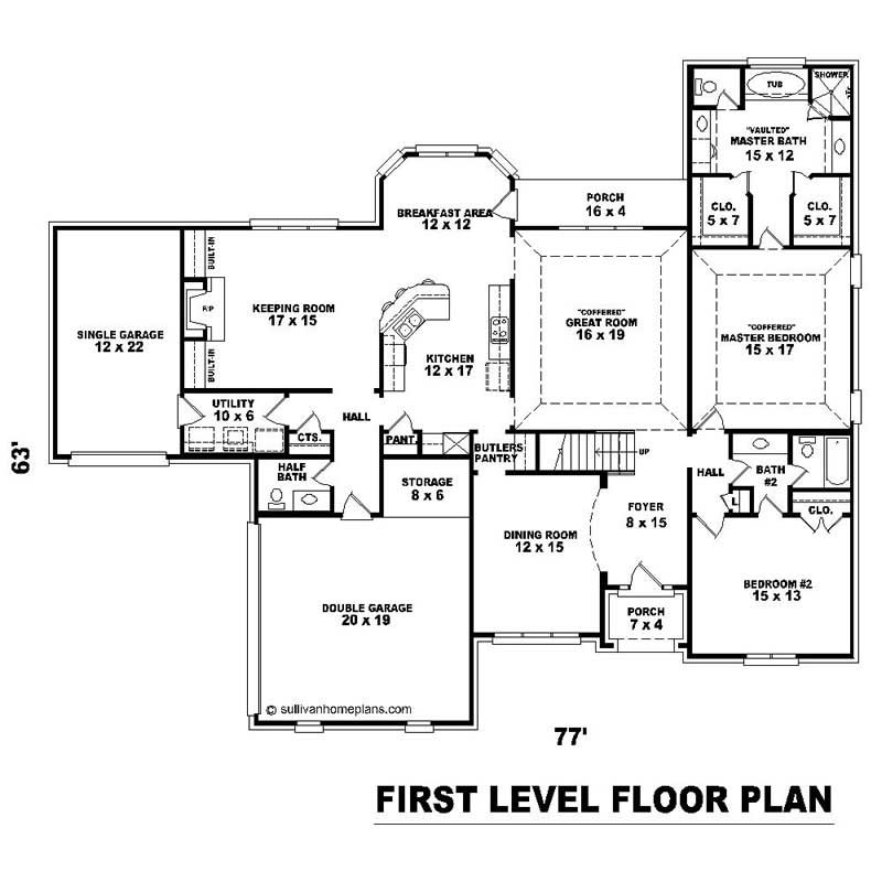 Floor Plan First Story of Southern Plan #170-1448