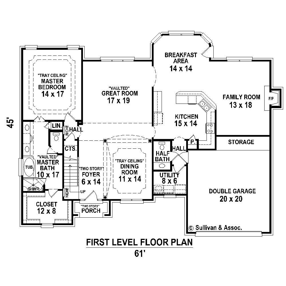 Floor Plan First Story of Country Plan #170-1453