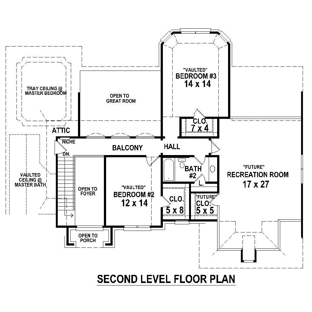 Floor Plan Second Story of Country Plan #170-1453