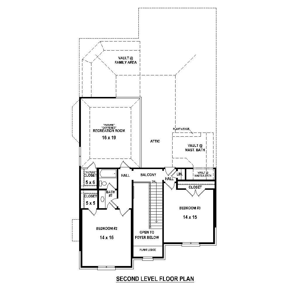 Floor Plan Second Story of French Plan #170-1458