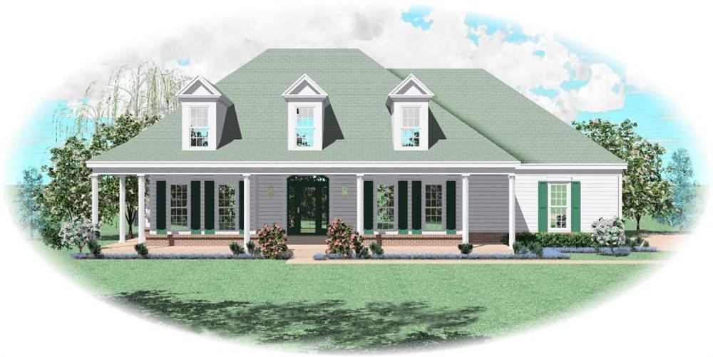 Front view of Southern home (ThePlanCollection: House Plan #170-1459)