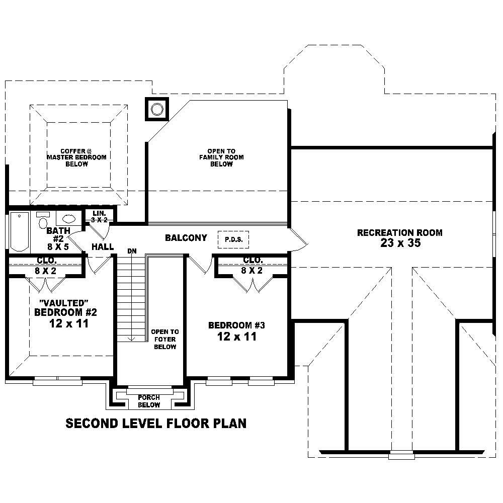 Floor Plan Second Story of French Plan #170-1464
