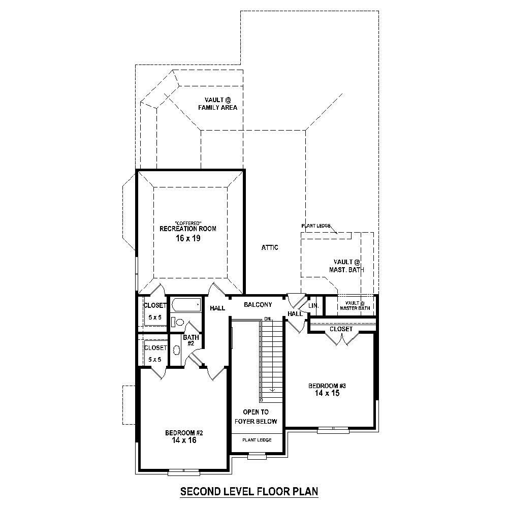 Floor Plan Second Story of French Plan #170-1465