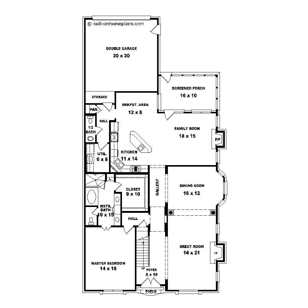 Floor Plan First Story of French Plan #170-1468