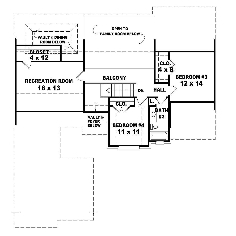 Floor Plan Second Story of French Plan #170-1472