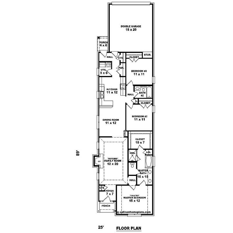 Floor Plan First Story of Southern Plan #170-1479