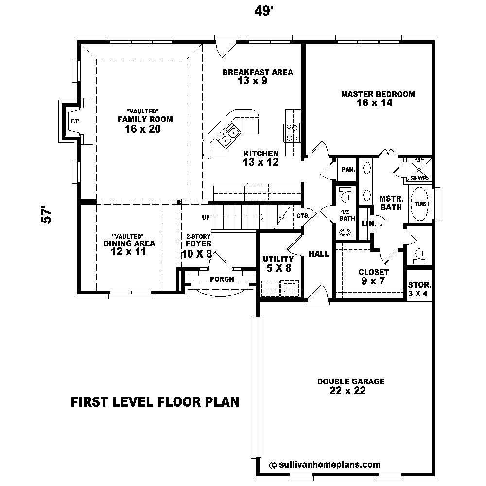 Floor Plan First Story of Country Plan #170-1489