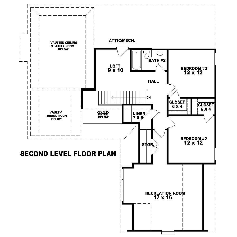 Floor Plan Second Story of Country Plan #170-1489