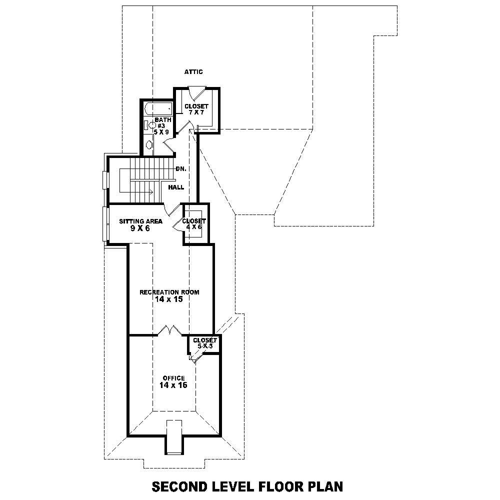 Floor Plan Second Story of French Plan #170-1490
