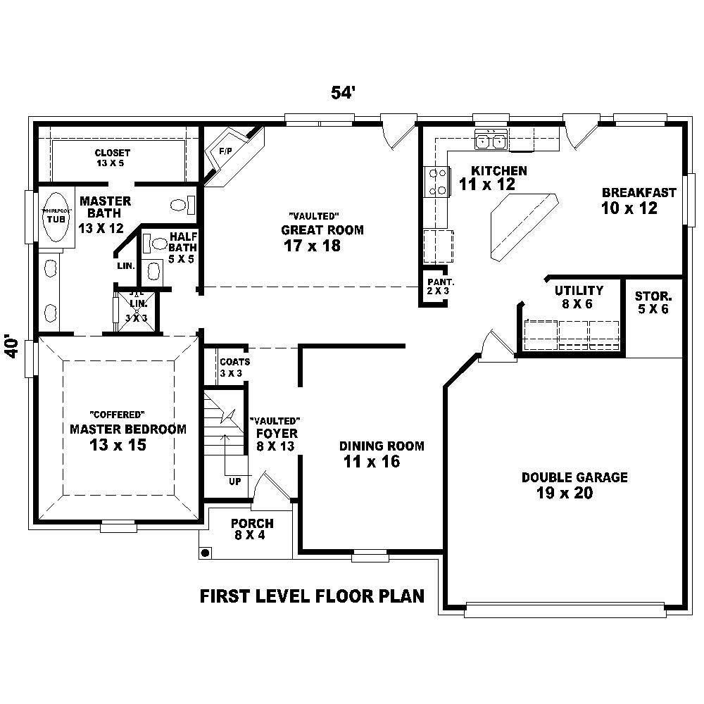 Floor Plan First Story of French Plan #170-1499