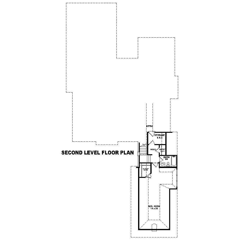 Floor Plan Second Story of French Plan #170-1509