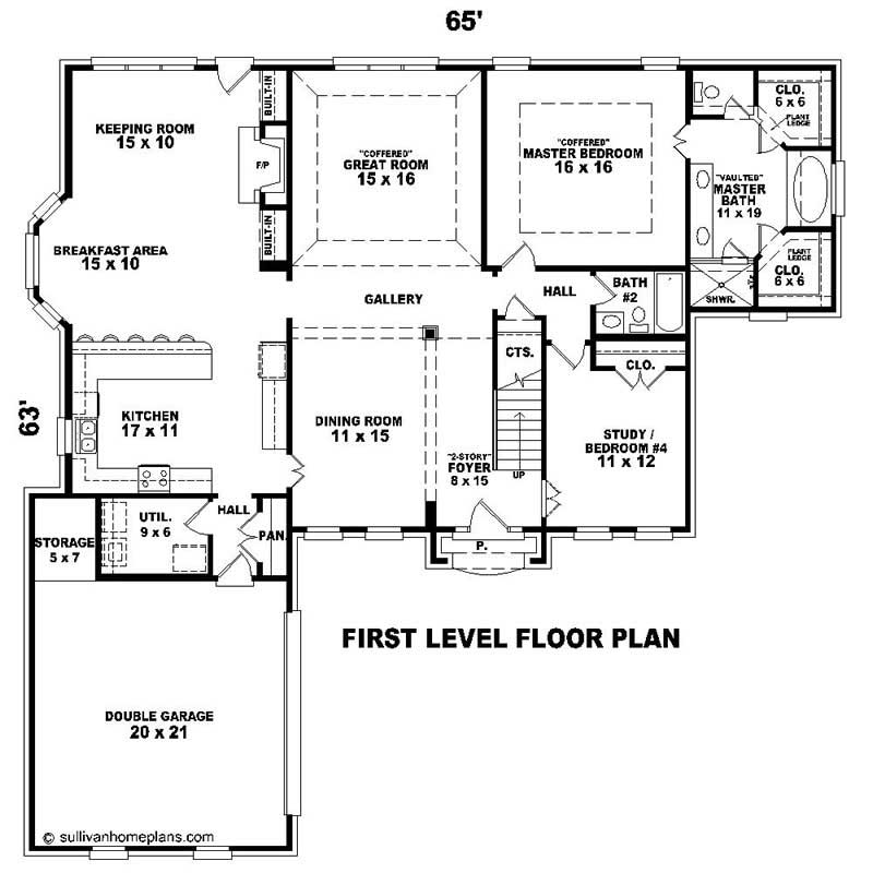 Floor Plan First Story of Southern Plan #170-1511