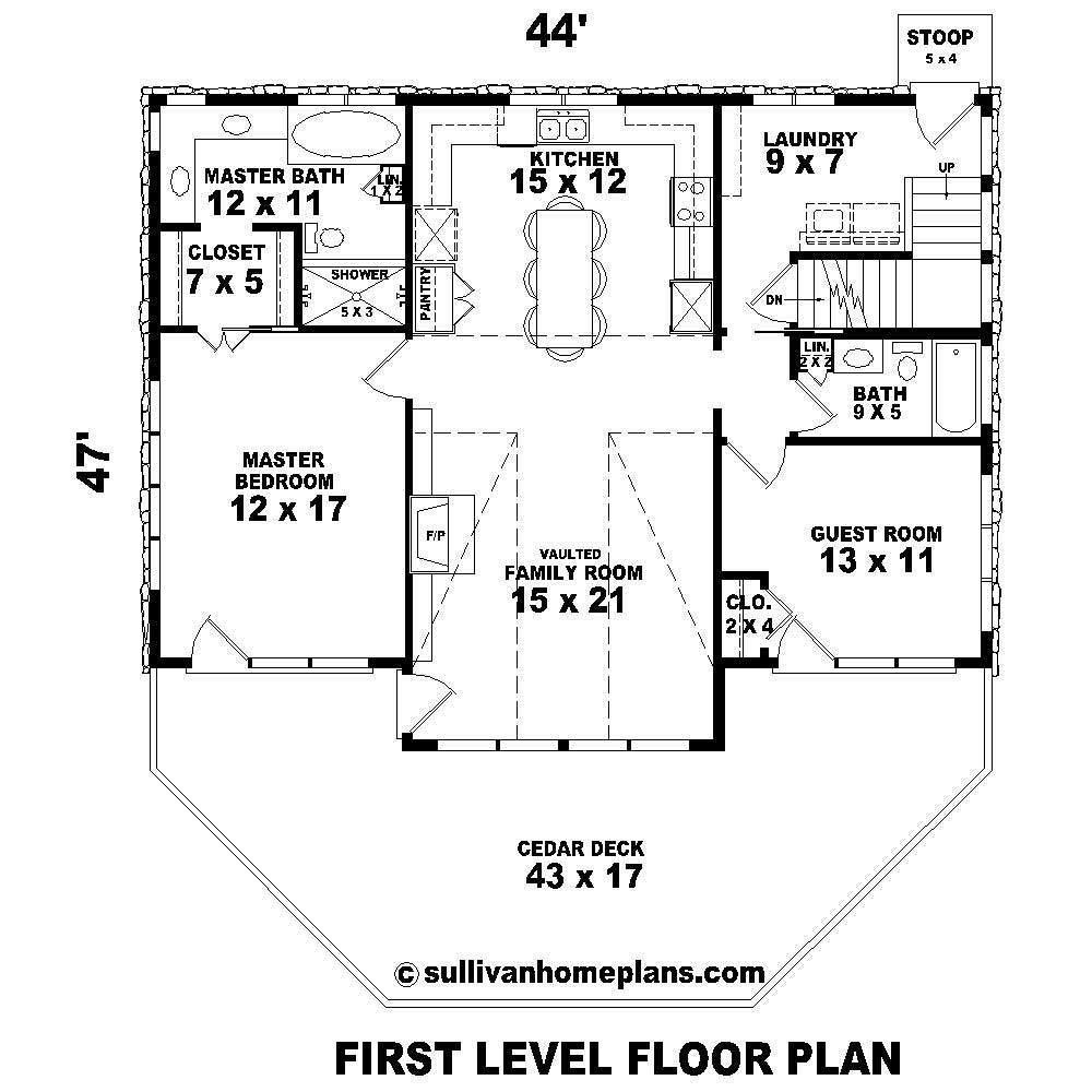 Floor Plan First Story of Country Plan #170-1529