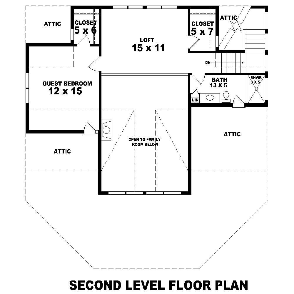 Floor Plan Second Story of Country Plan #170-1529