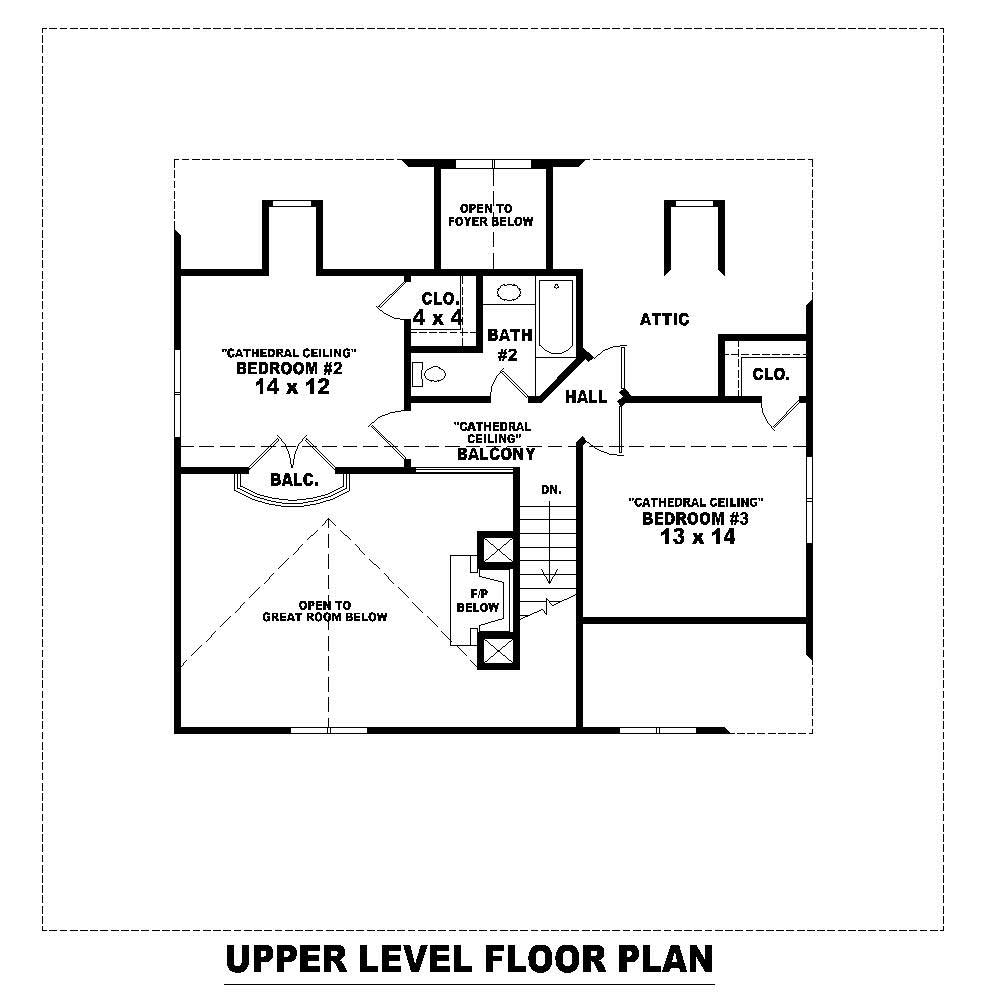 Floor Plan Second Story of Country Plan #170-1545