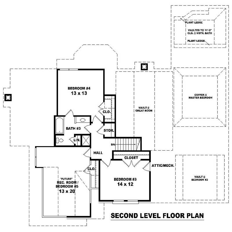Floor Plan Second Story of Southern Plan #170-1547
