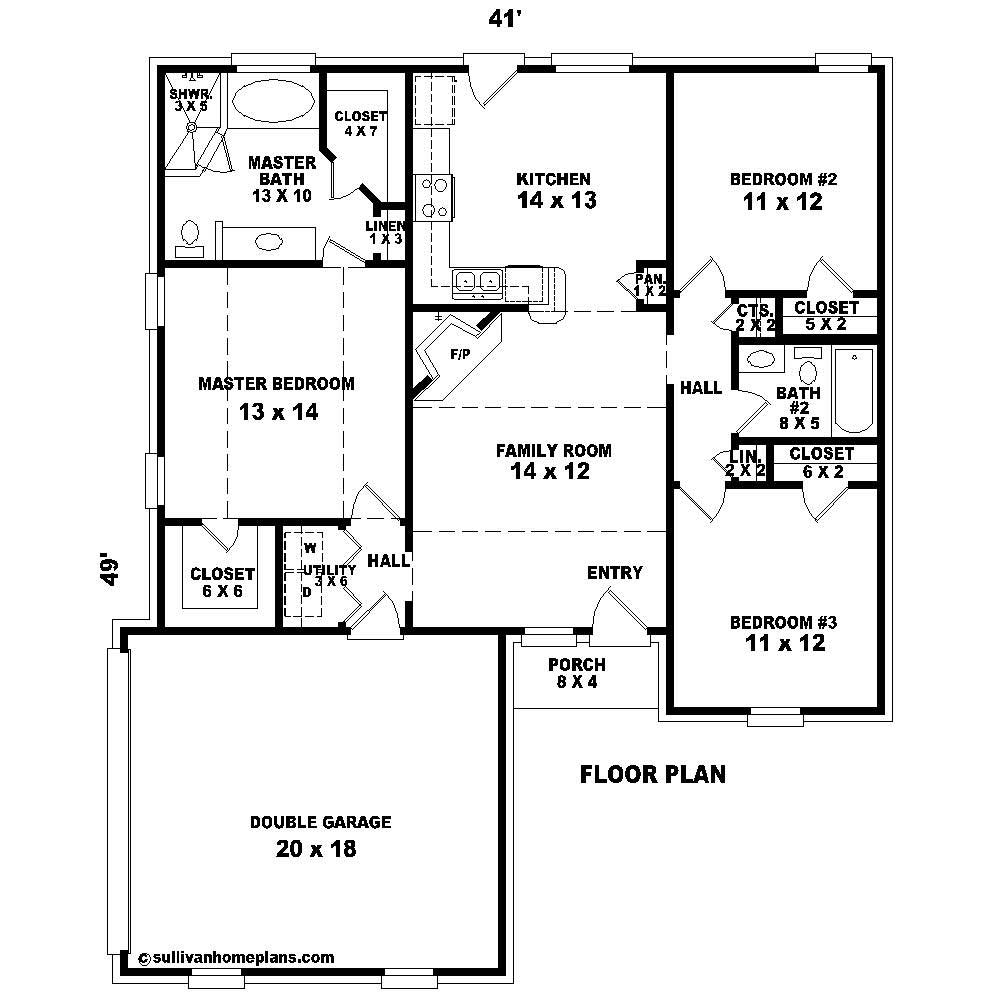 Floor Plan First Story of French Plan #170-1548