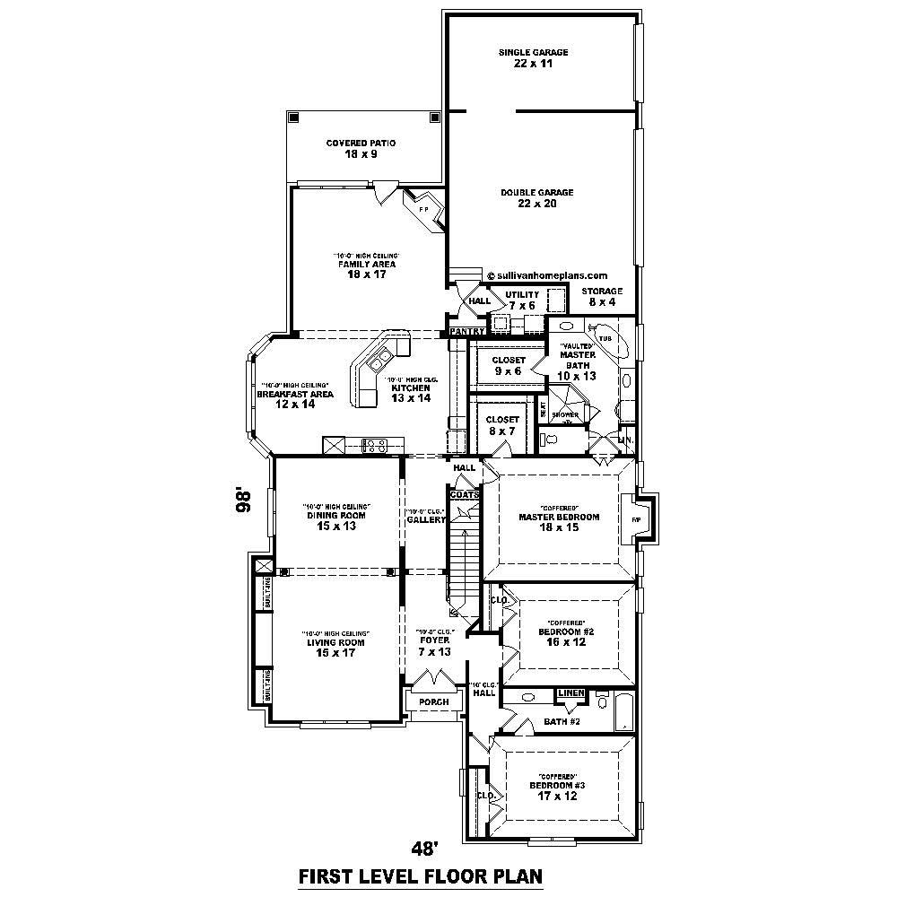 Floor Plan First Story of Country Plan #170-1552