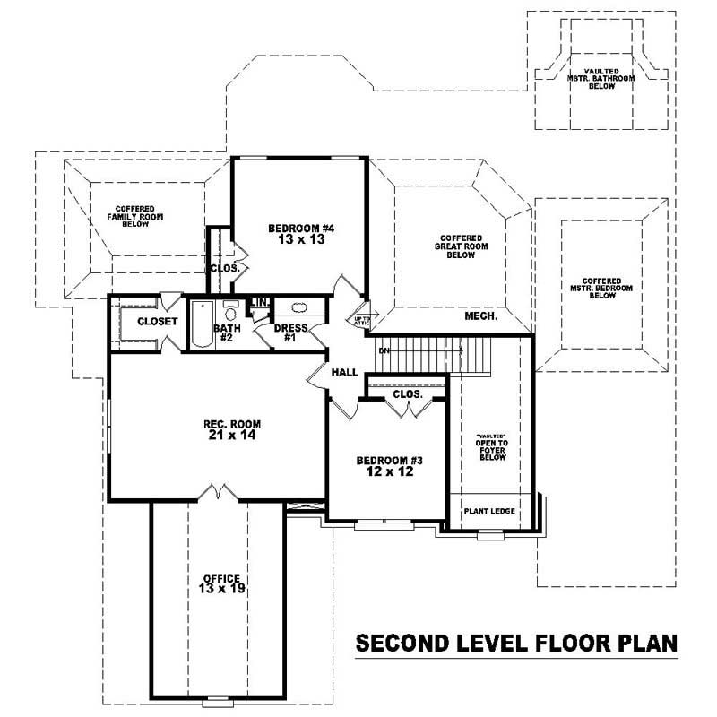 Floor Plan Second Story of Southern Plan #170-1555