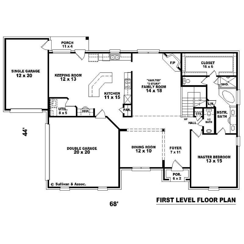 Floor Plan First Story of Southern Plan #170-1560
