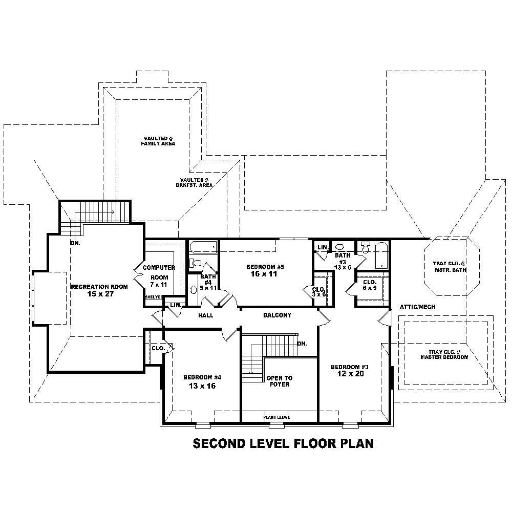 Floor Plan Second Story of French Plan #170-1573