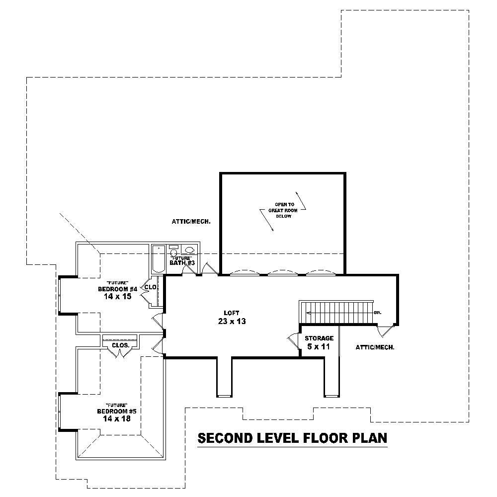 Floor Plan Second Story of Luxury Plan #170-1581