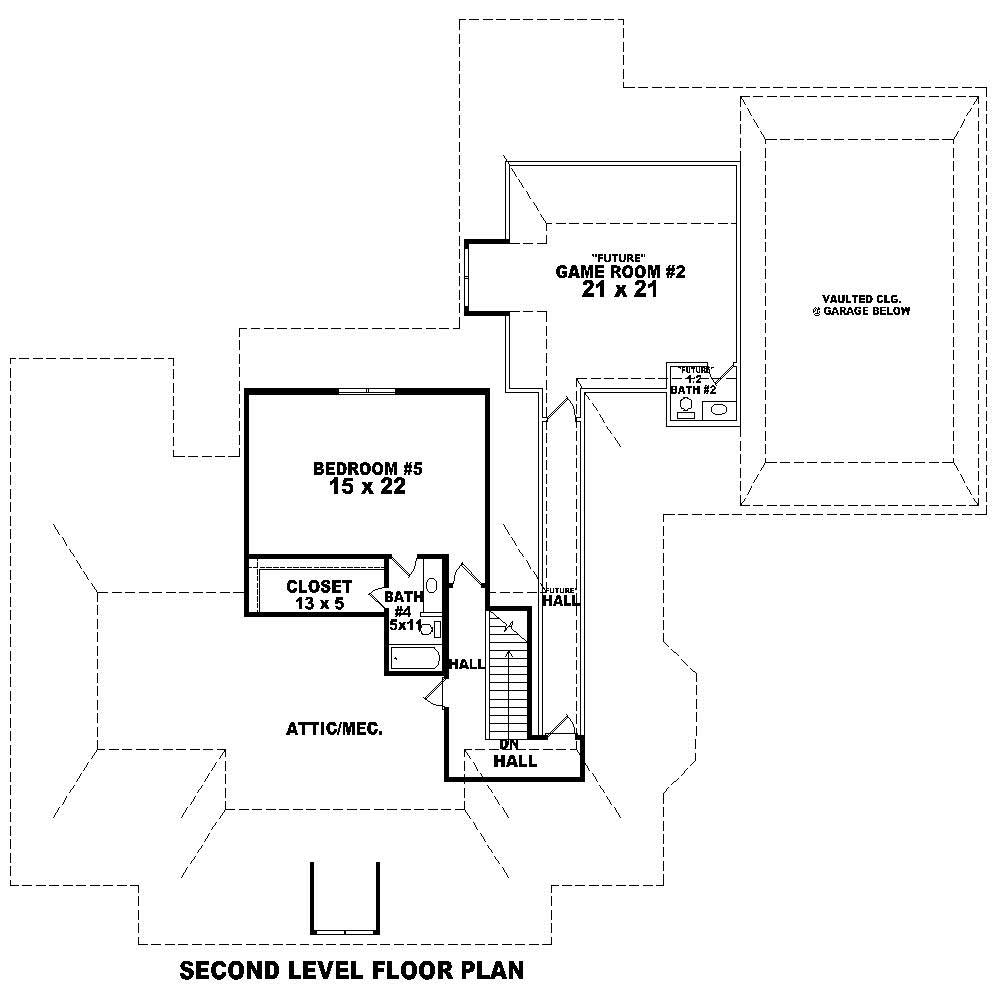 Floor Plan Second Story of Country Plan #170-1593