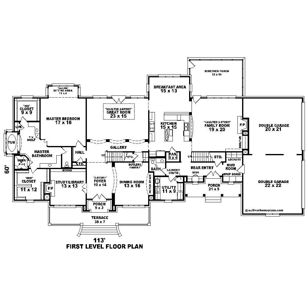 Floor Plan First Story of Country Plan #170-1595