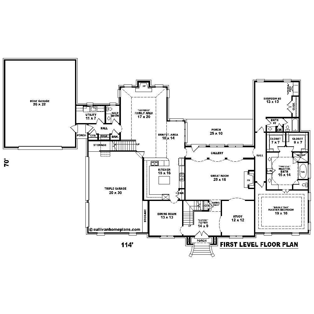 Floor Plan First Story of French Plan #170-1602