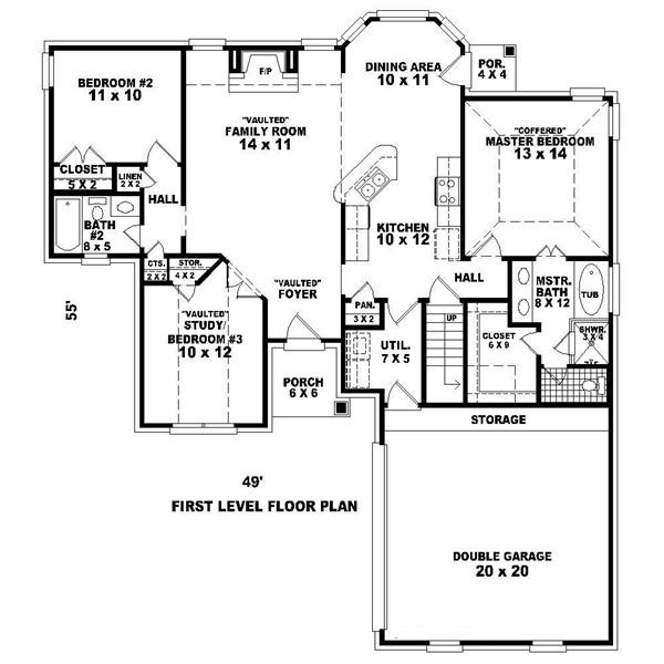 Floor Plan First Story of Cape Cod Plan #170-1604