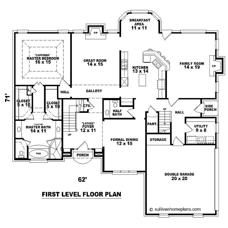 Floor Plan First Story of Southern Plan #170-1606