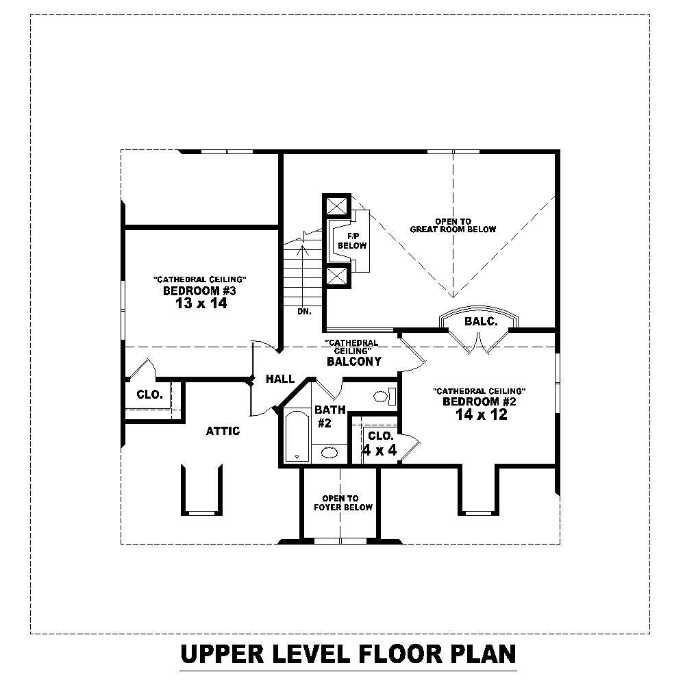 Floor Plan Second Story of Country Plan #170-1612