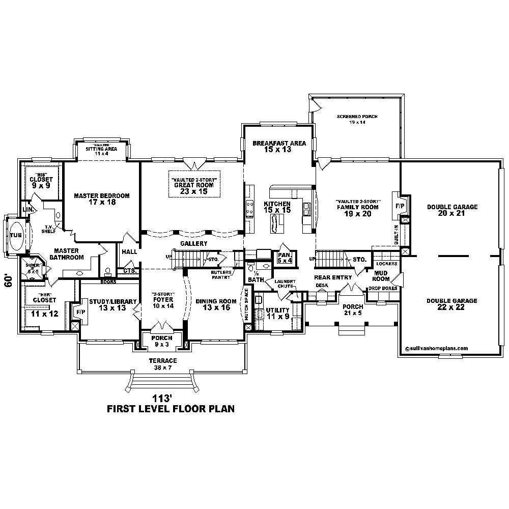 Floor Plan First Story of Country Plan #170-1614