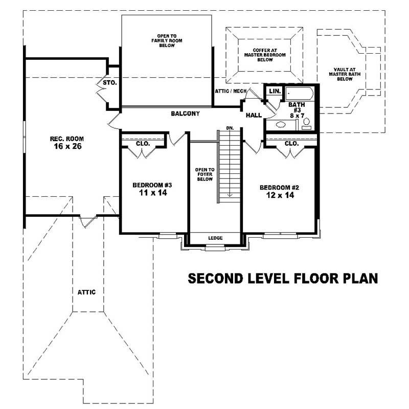 Floor Plan Second Story of Southern Plan #170-1626