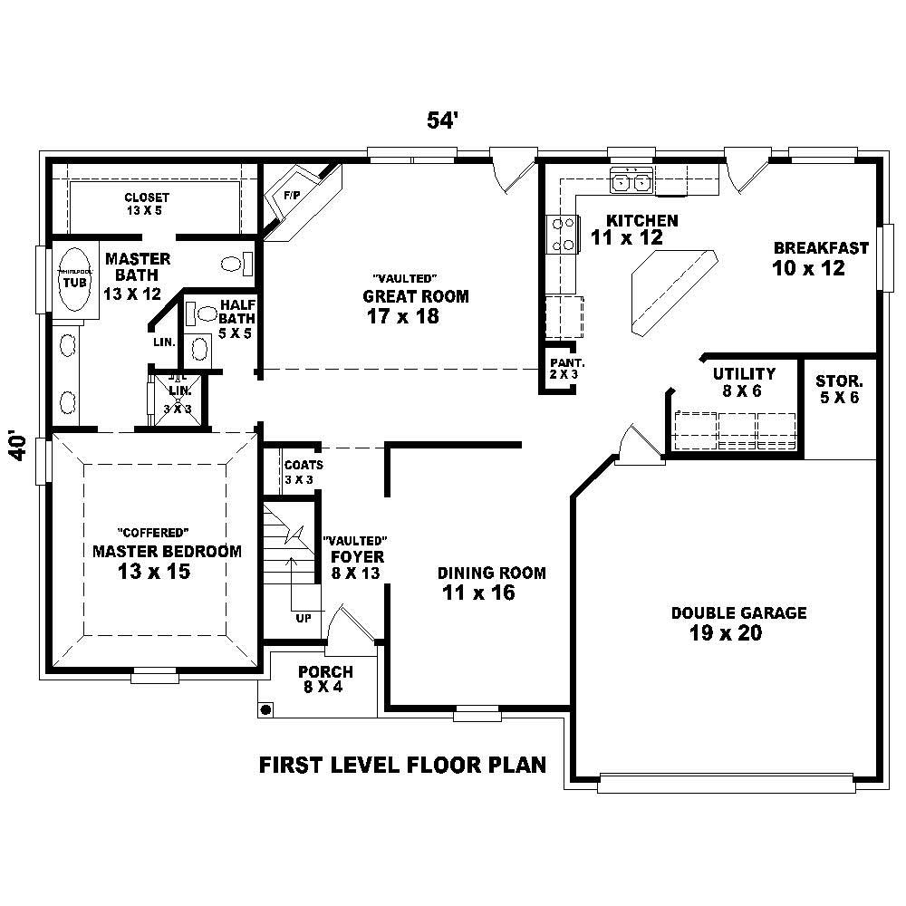 Floor Plan First Story of French Plan #170-1627