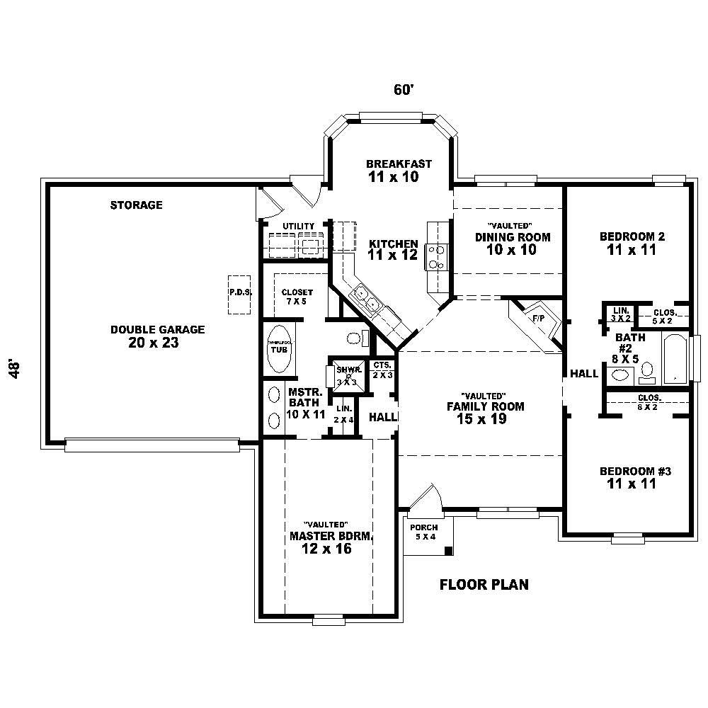 Floor Plan First Story of Small House Plans #170-1628