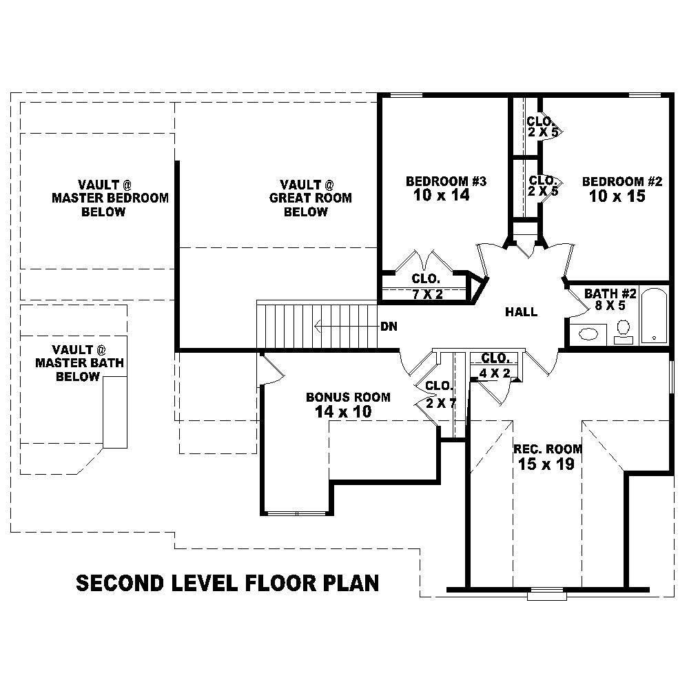 Floor Plan Second Story of Traditional Plan #170-1636