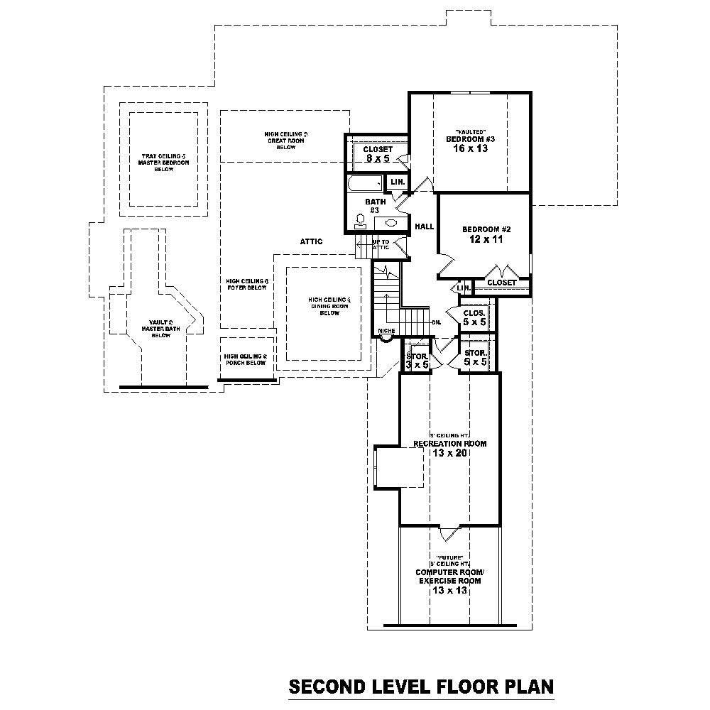 Floor Plan Second Story of Country Plan #170-1639