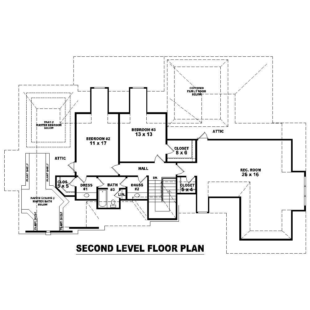 Floor Plan Second Story of Cape Cod Plan #170-1641