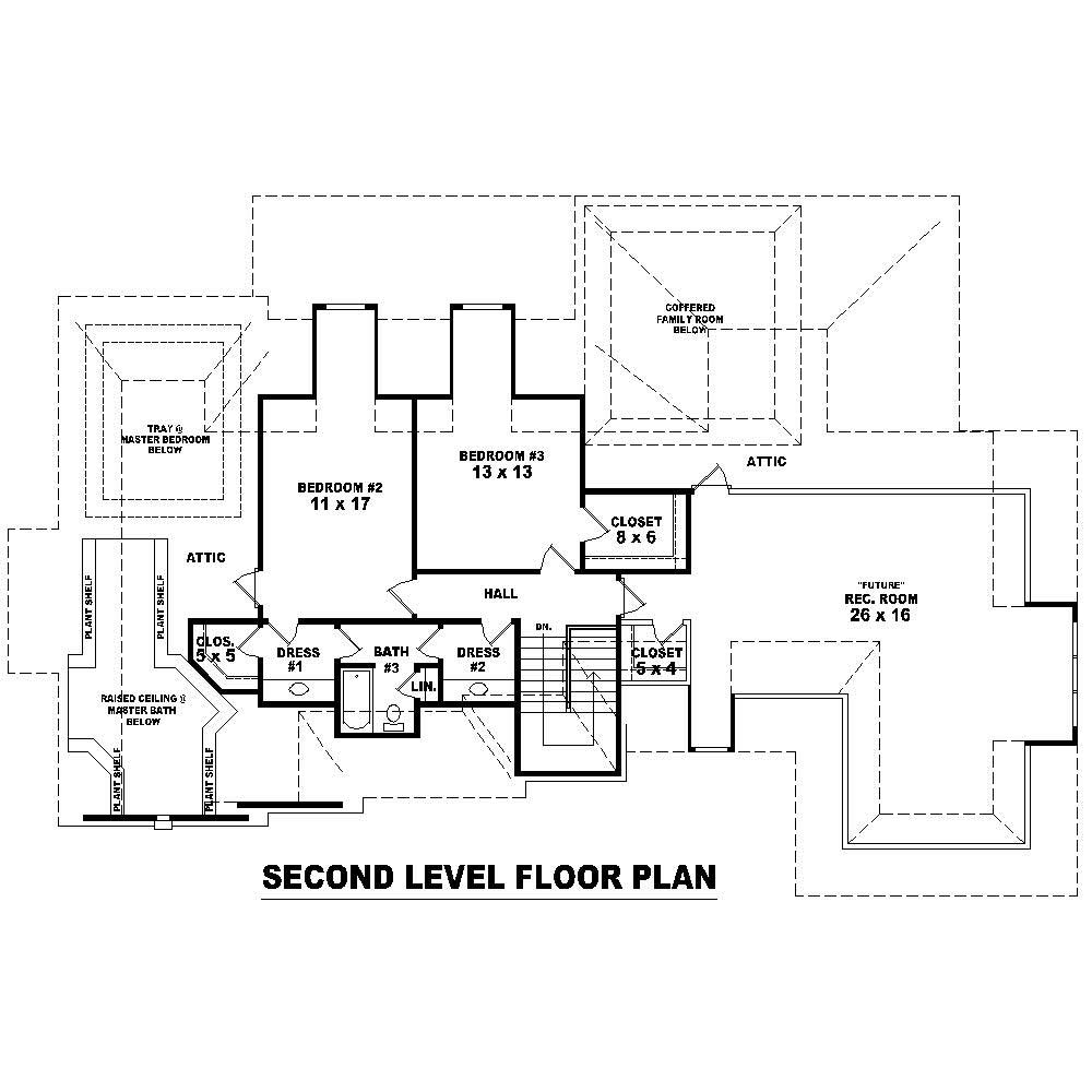 Floor Plan Second Story of Country Plan #170-1642