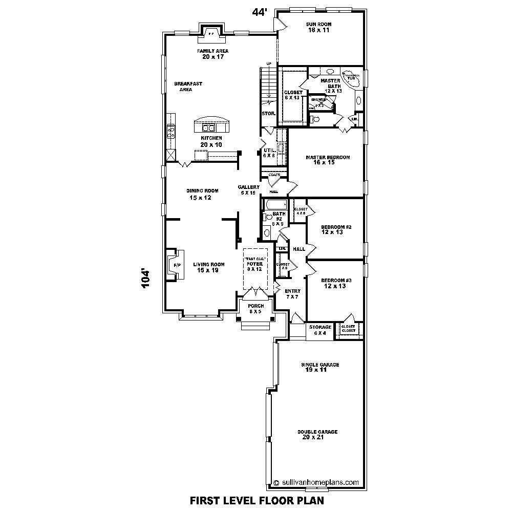 Floor Plan First Story of French Plan #170-1646