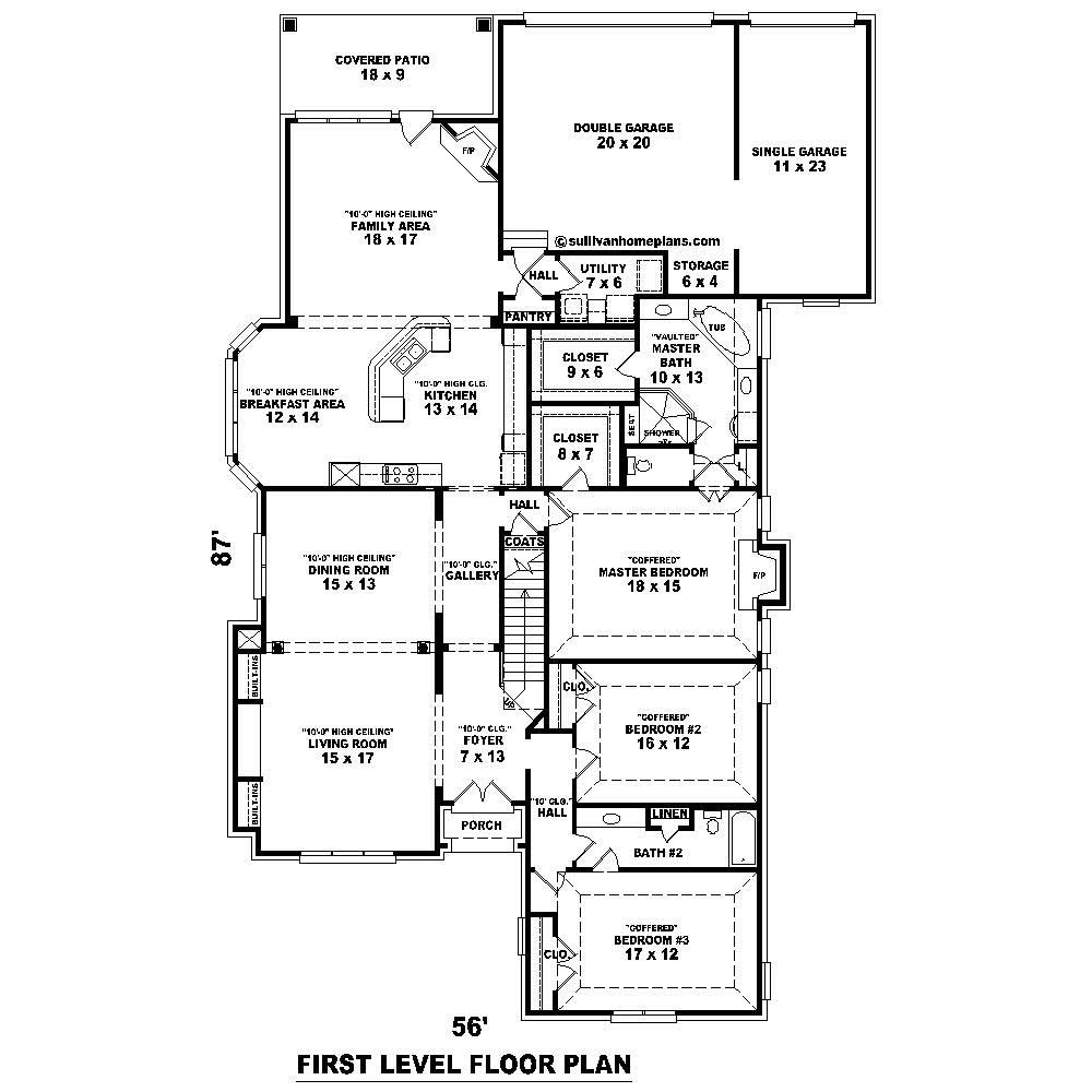 Floor Plan First Story of French Plan #170-1647