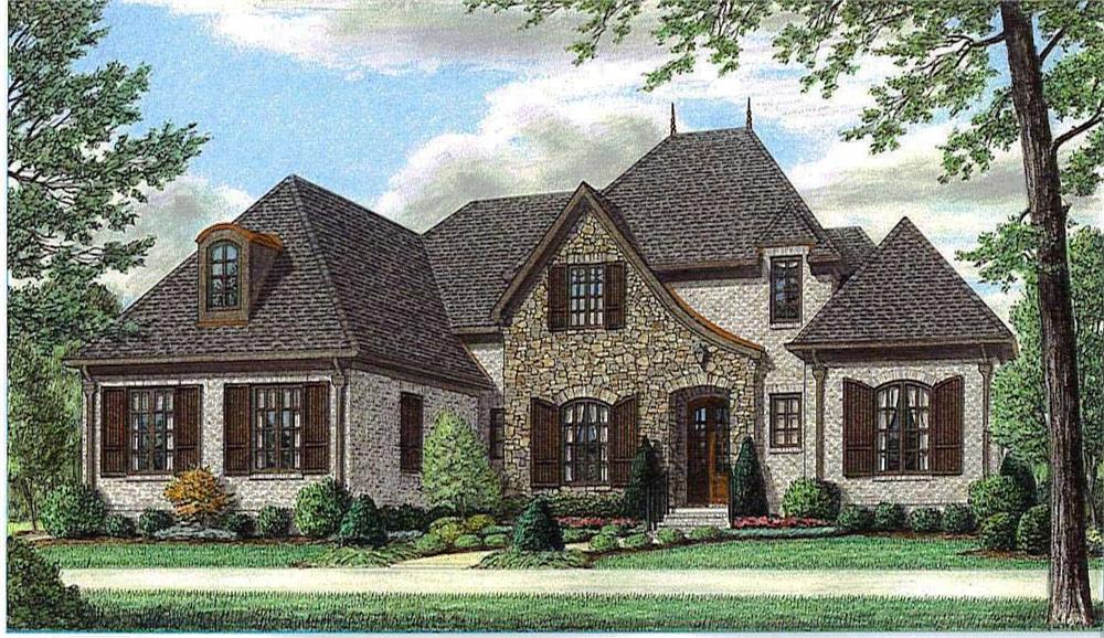 Front view of Country home (ThePlanCollection: House Plan #170-1651)