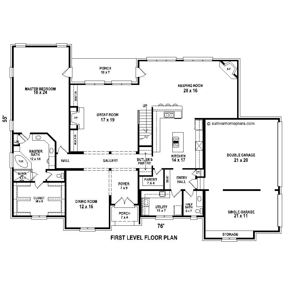 Floor Plan First Story of French Plan #170-1654
