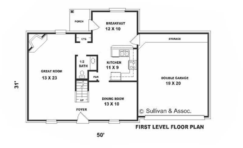 Floor Plan First Story of European Plan #170-1655