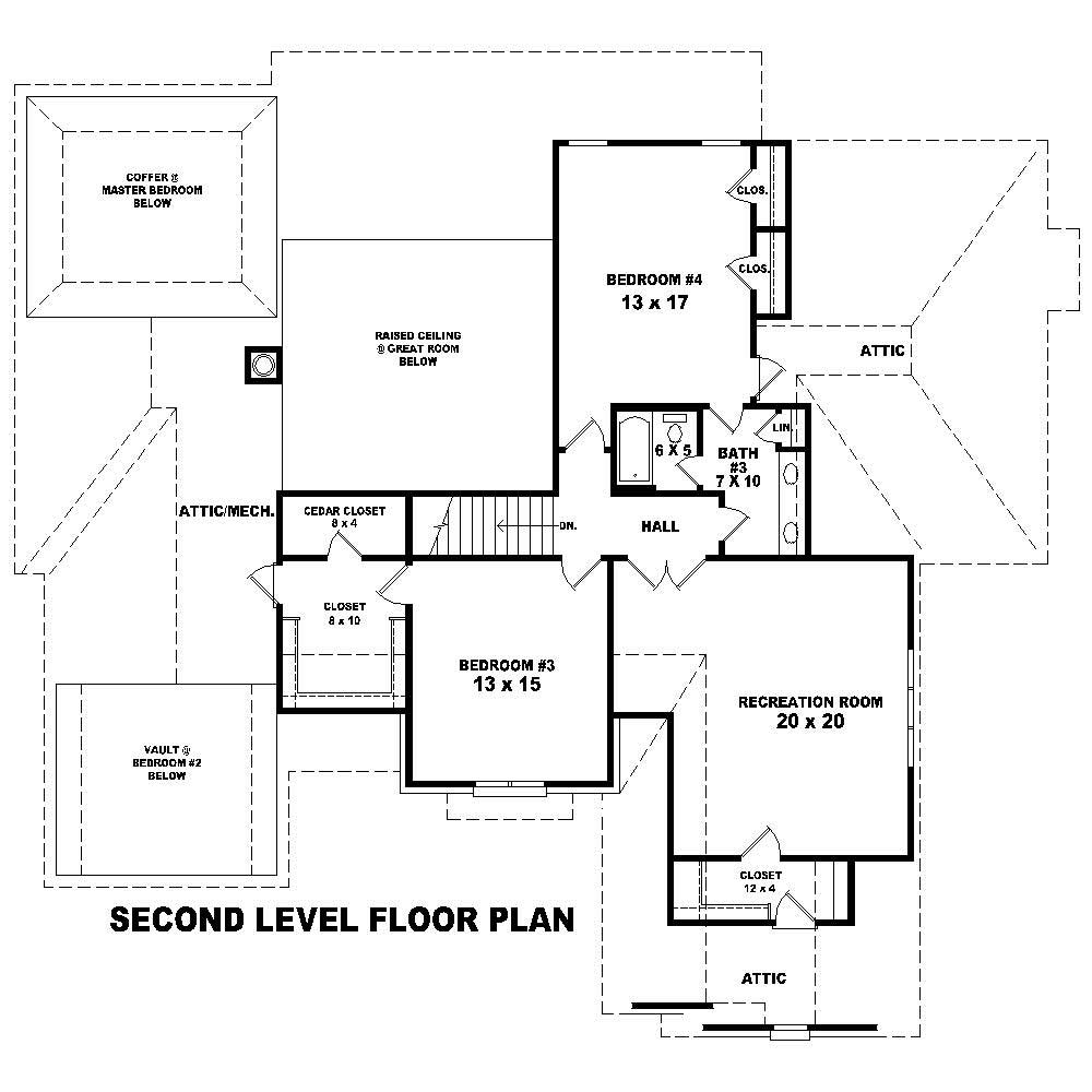 Floor Plan Second Story of French Plan #170-1664