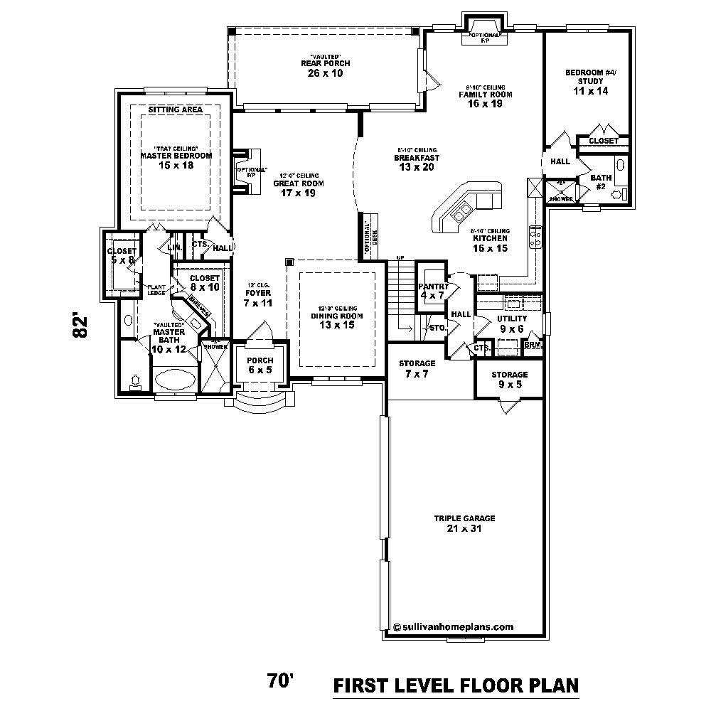 Floor Plan First Story of Country Plan #170-1671